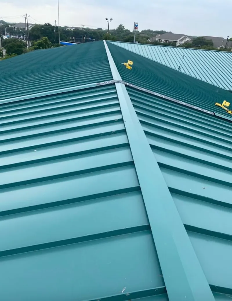 Green commercial metal roof ridge and valley for Metal Roof Repair in Willowick